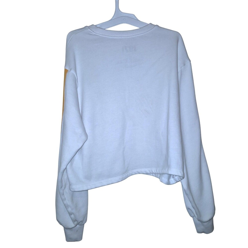 Coca Cola Crop top Sweatshirt Pullover Floral Print Out Logo Sweatshirt sz L - Picture 4 of 4
